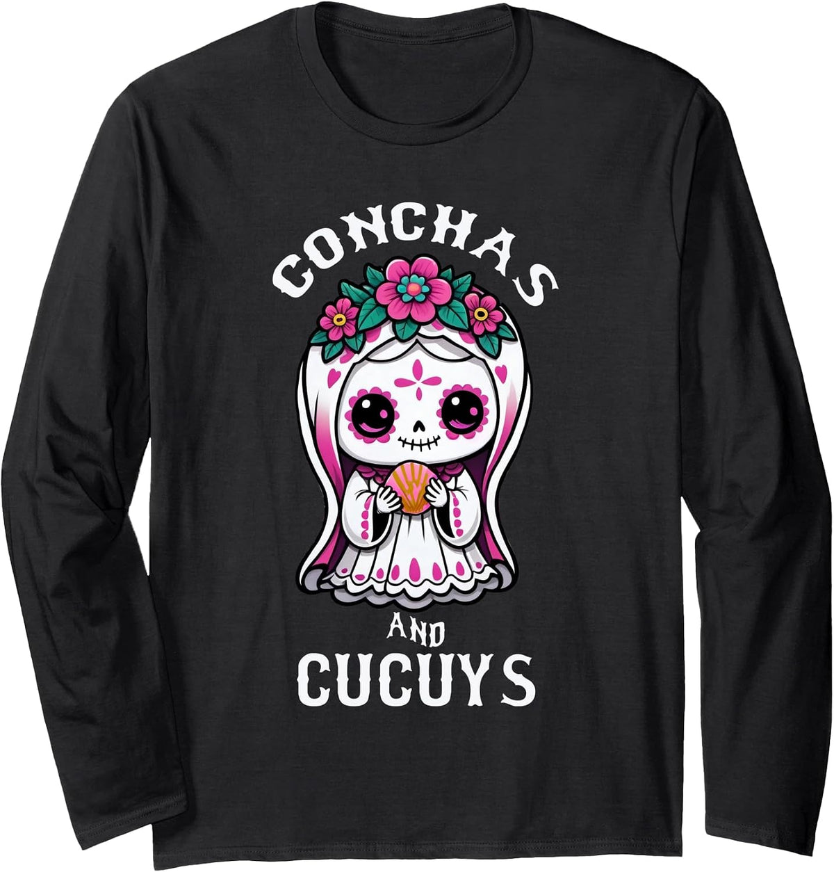 Conchas and Cucuys Mexican Halloween Concha Costume Long Sleeve T-Shirt