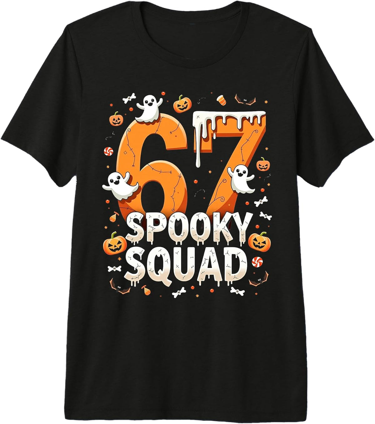 67 Spooky Squad Halloween Ghost Pumpkin Fun Premium Tri-Blend T-Shirt