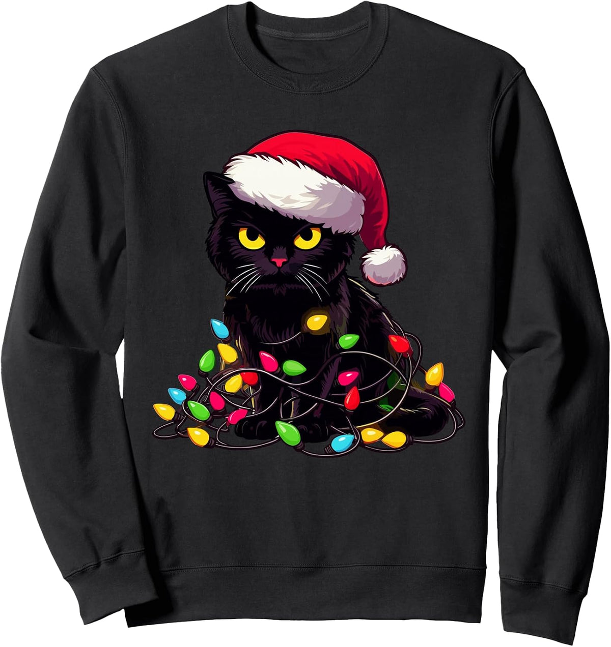 Black Cat Funny Christmas Cat Lover Santa Claus Co