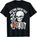 Resting Brew Face Skeleton Coffee Halloween T-Shirt