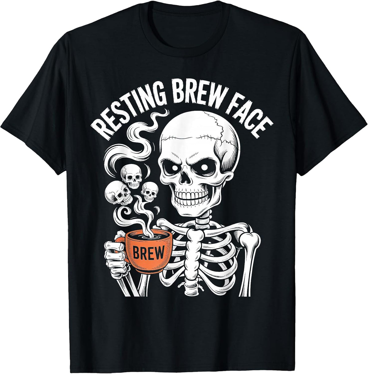 Resting Brew Face Skeleton Coffee Halloween T-Shirt