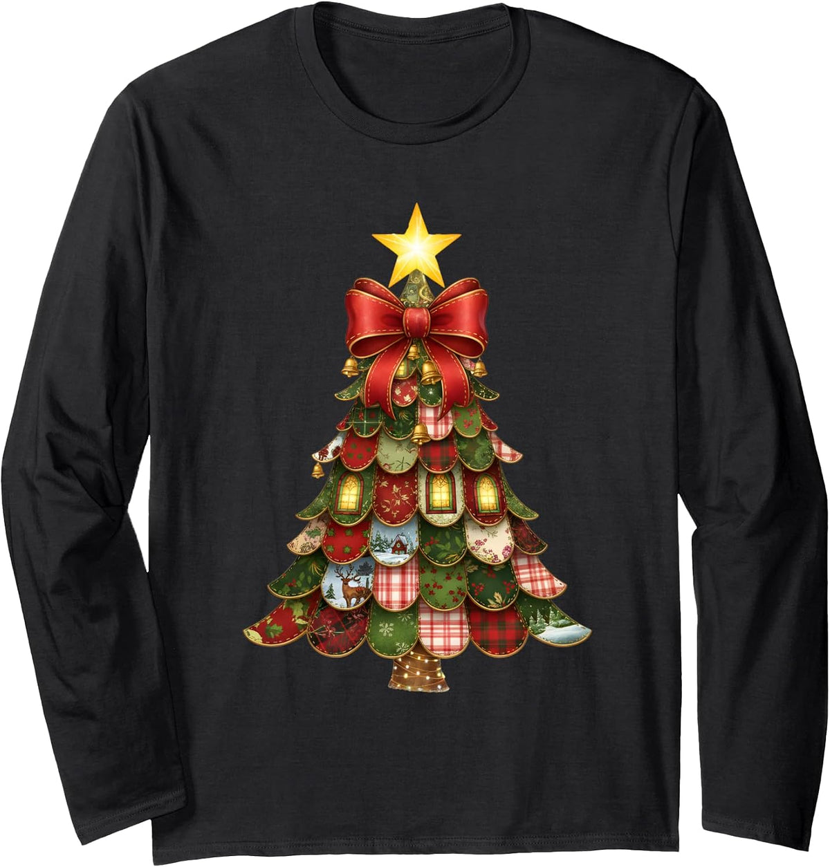 Christmas Coquette Bow Tree Xmas Bows Girl Women Holiday Long Sleeve T-Shirt
