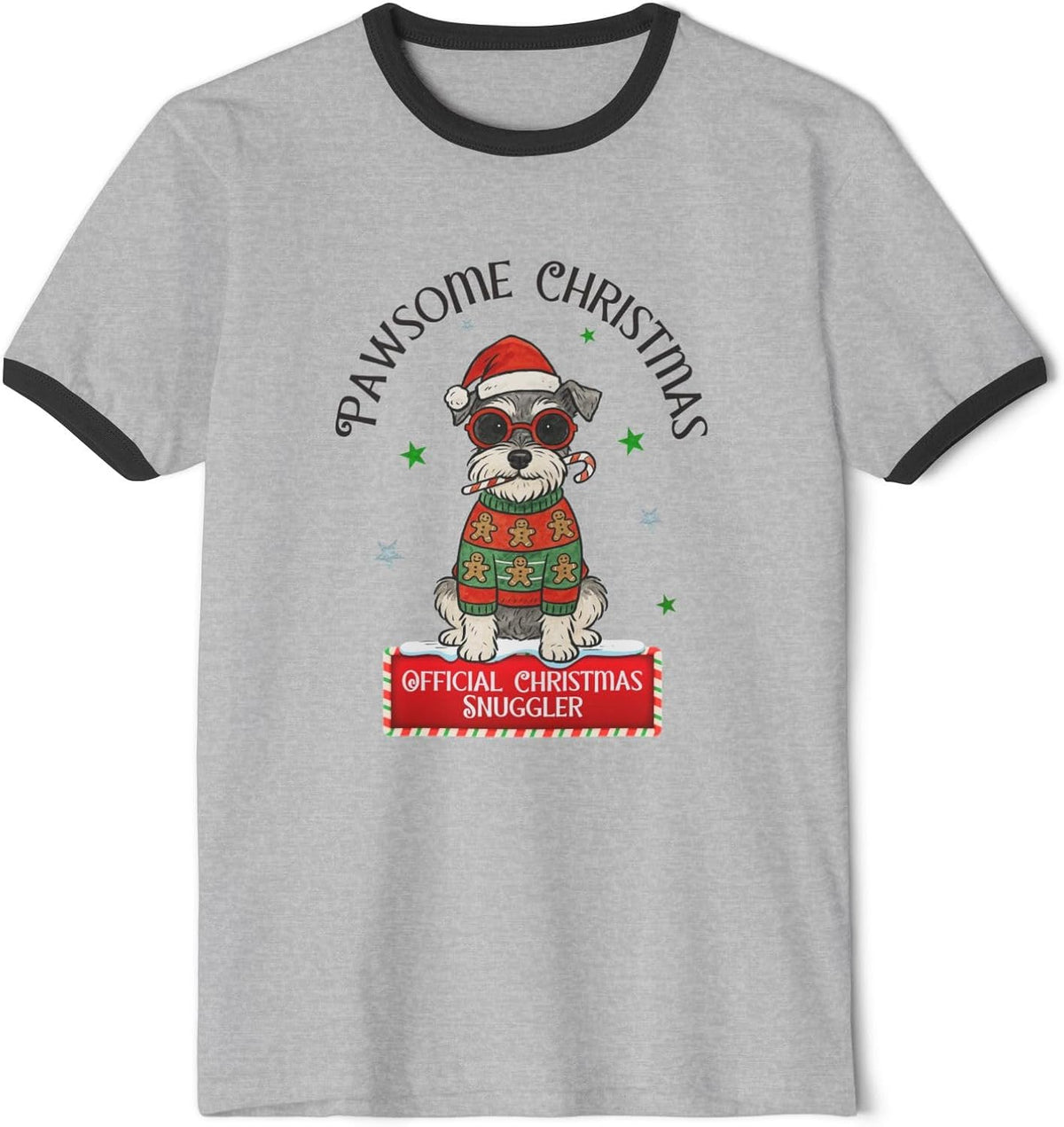 Pawsome Christmas Official Christmas Snuggler Ringer Tee – Funny Dog Holiday T-Shirt for Pet Lovers