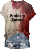 Womens I'm Fine Bloody Halloween Shirt Sanderson Sisters Short Sleeve Problem Solved Blood Horror Graphic Tee