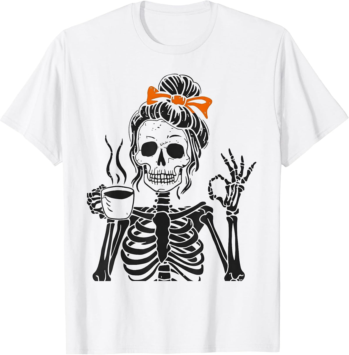Funny Skeleton Halloween Sarcastic,Coffee Lover Men Boy T-Shirt