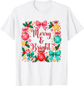 Cute Christmas Bows Ornaments Candy Cane Holiday Coquette T-Shirt