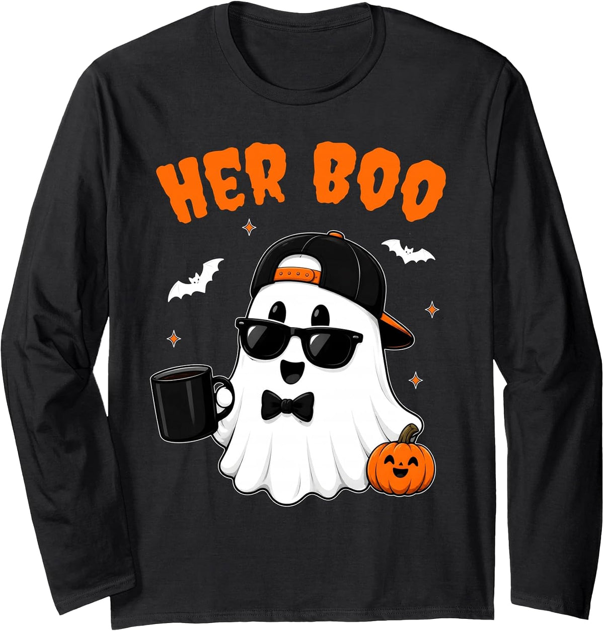 Her Boo & His Boo Funny Matching Halloween Couples Men Women Long Sleeve T-Shirt