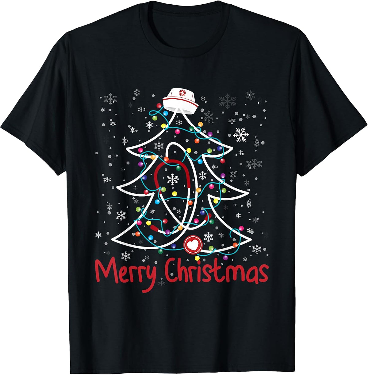 Nurse Christmas Tree Xmas Nurses Scrub Merry Christmas T-Shirt