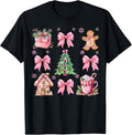 Christmas Coquette Bow Pink Gingerbread Xmas Girls Holiday T-Shirt
