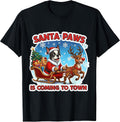 Santa Paws is Coming to Town Christmas Boston Terrier Dog T-Shirt