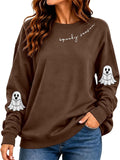 Halloween Spooky Season Sweatshirt Women Oversized Ghost Fall Pullover