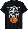 Women Skeleton Pregnancy Announcement Mom Halloween T-Shirt