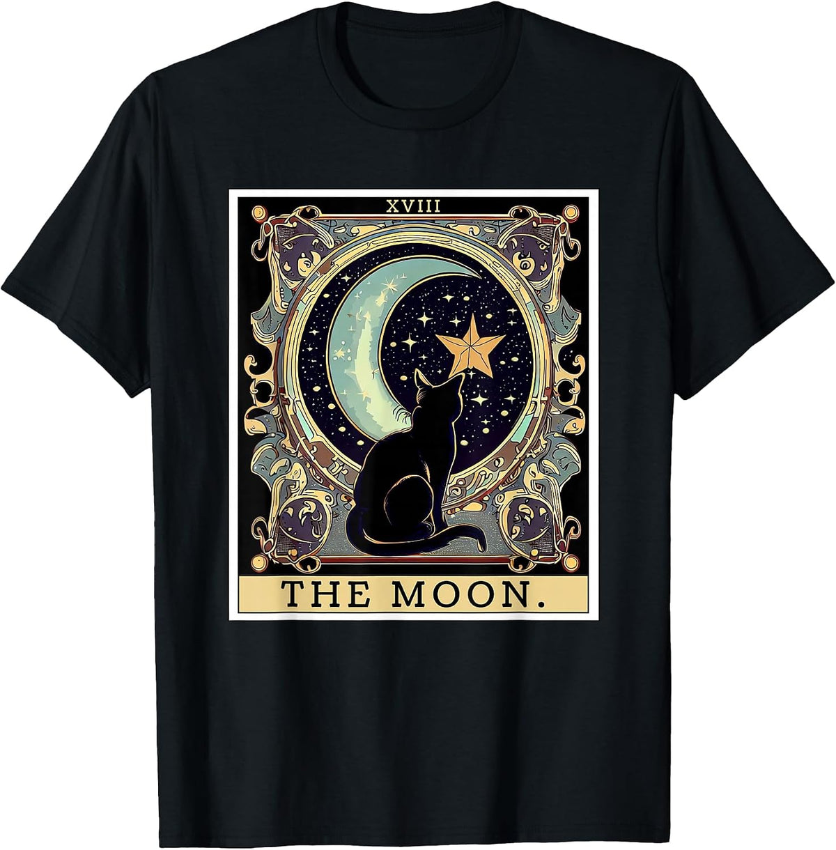 The Moon Tarot Card Vintage Black Cat Women's