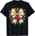 Christmas Coquette Bow With Christmas Decoration Women Girls T-Shirt