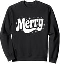 Merry Retro Christmas Groovy Holiday Quote Saying Sweatshirt