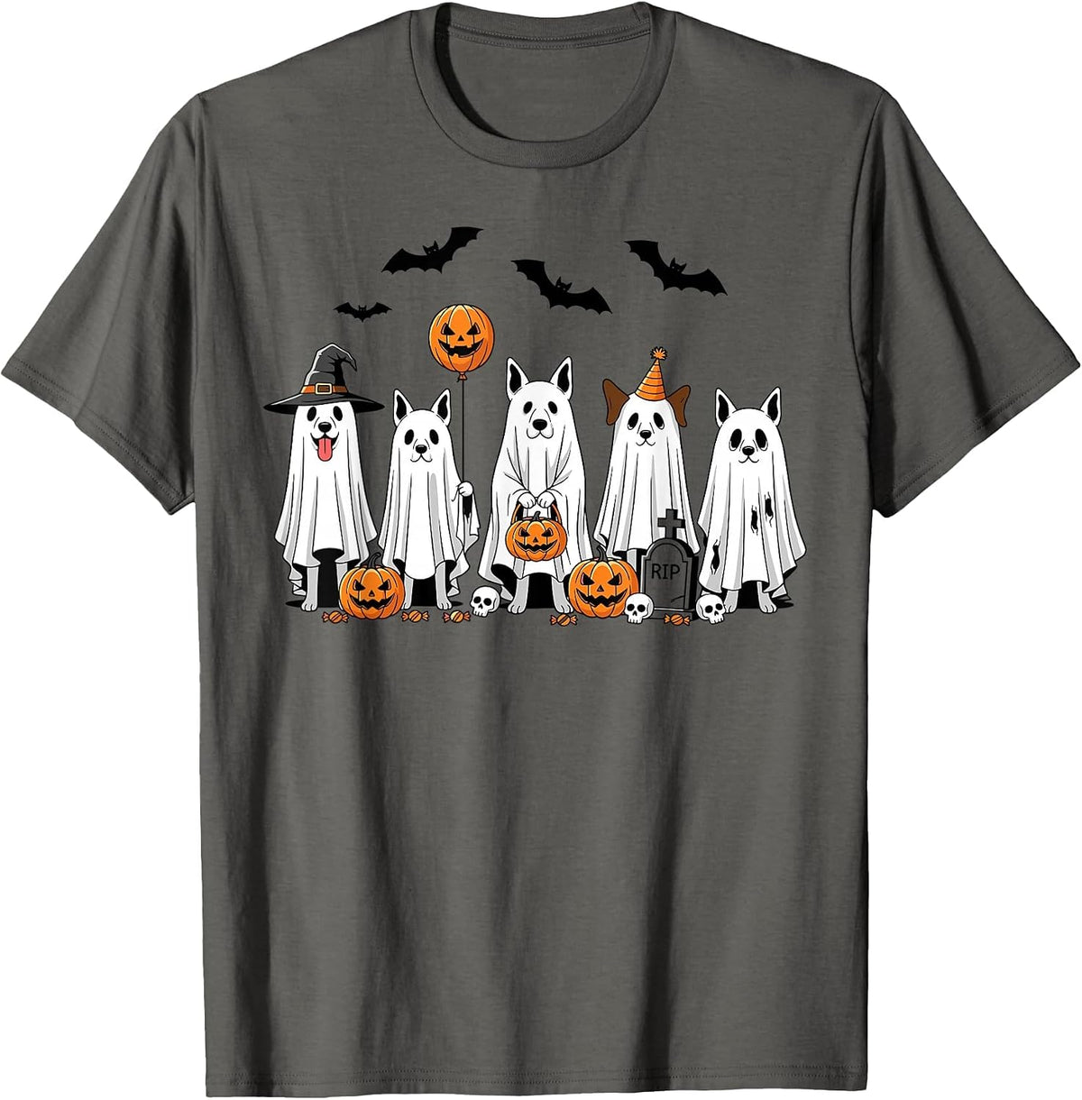 Halloween Ghost Dogs Pumpkin Candy Party Costume T-Shirt