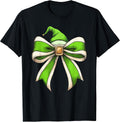 Coquette Christmas Bow Girls Women Holiday Ribbon Green Elf T-Shirt