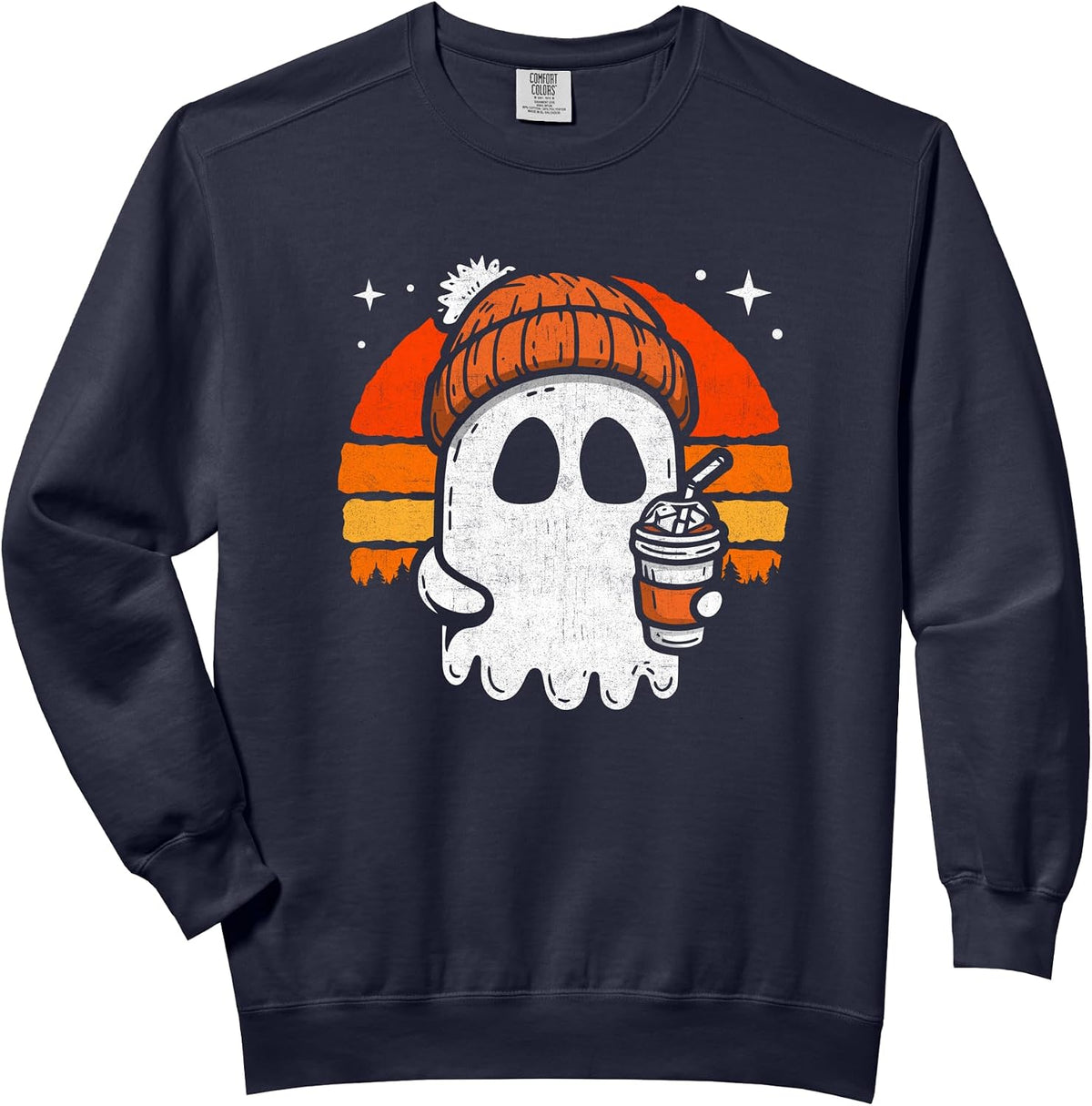 Halloween Ghost Coffee Lover Spooky Season Cute Halloween Comfort Colors Adult Sweatshirt