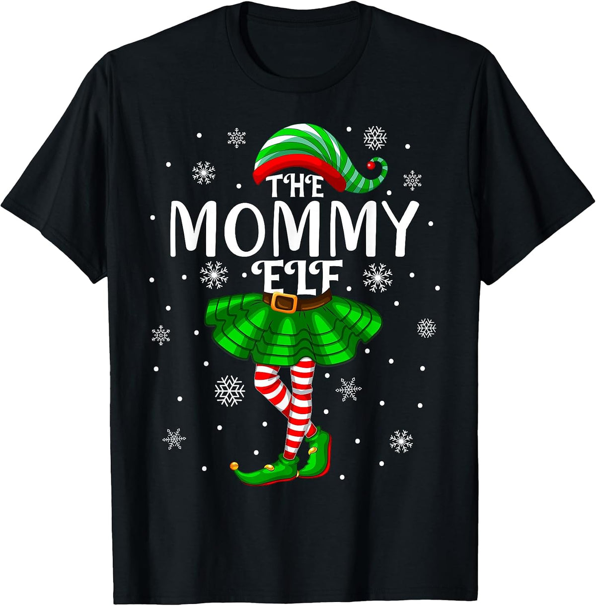Mom Xmas Family Matching Women Girls The Mommy Elf Christmas T-Shirt