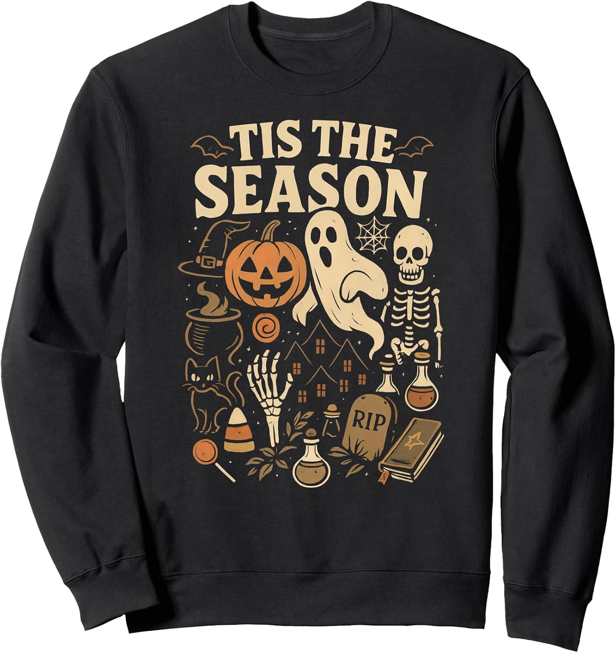 Tis The Season Halloween Ghosts Pumpkins Retro Spooky Vibes Sweatshirt