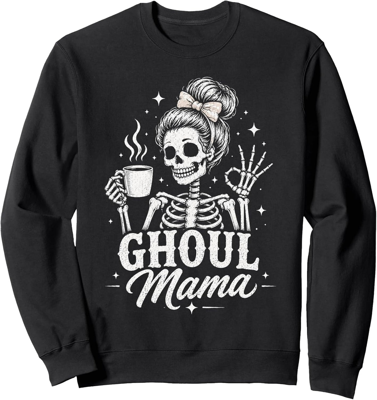 Mama Halloween Shirts Ghoul Mama Skeleton Coffee Sweatshirt