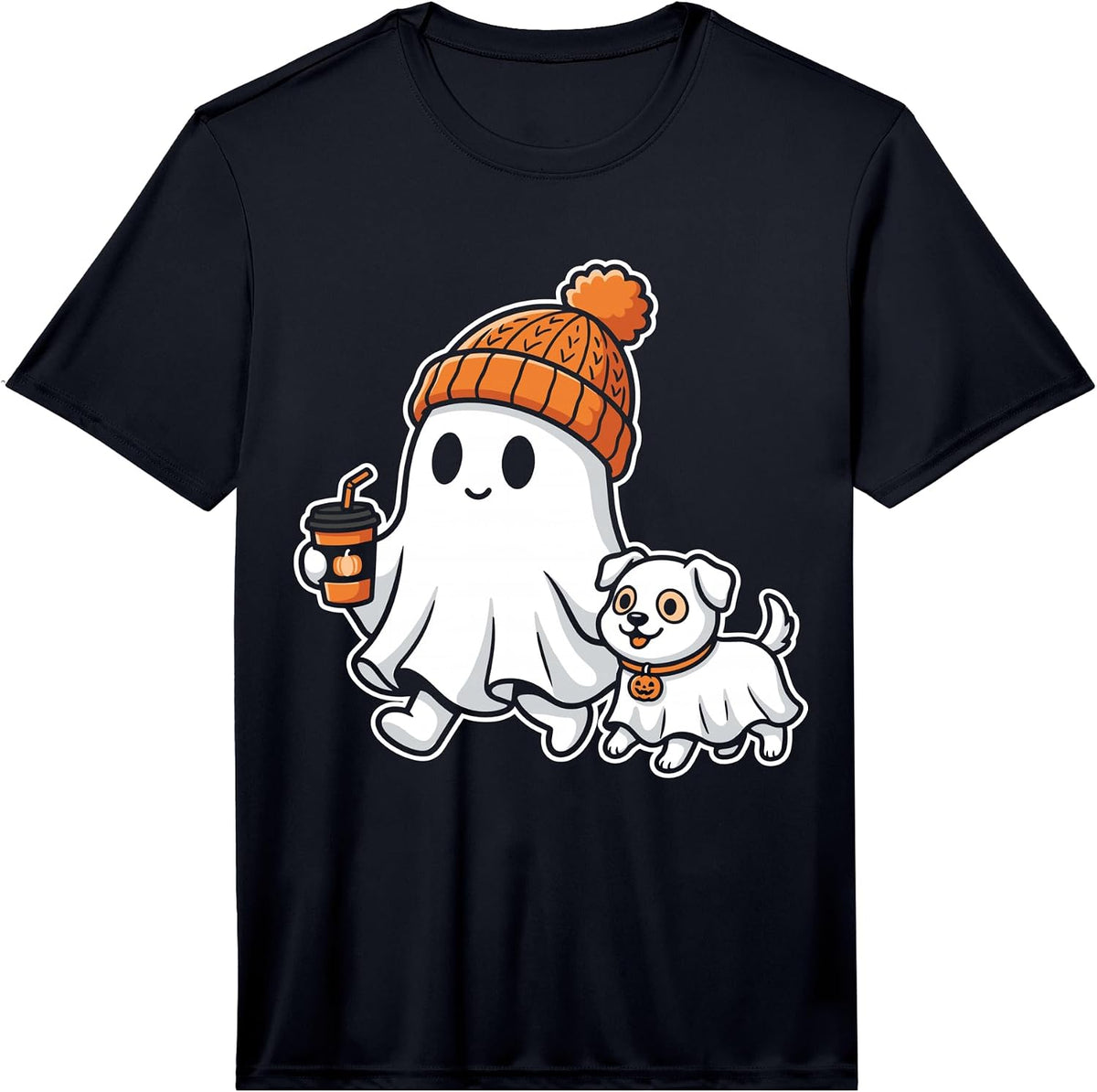 Funny Ghost Walking Dog Halloween Dog Lover Costume Performance T-Shirt