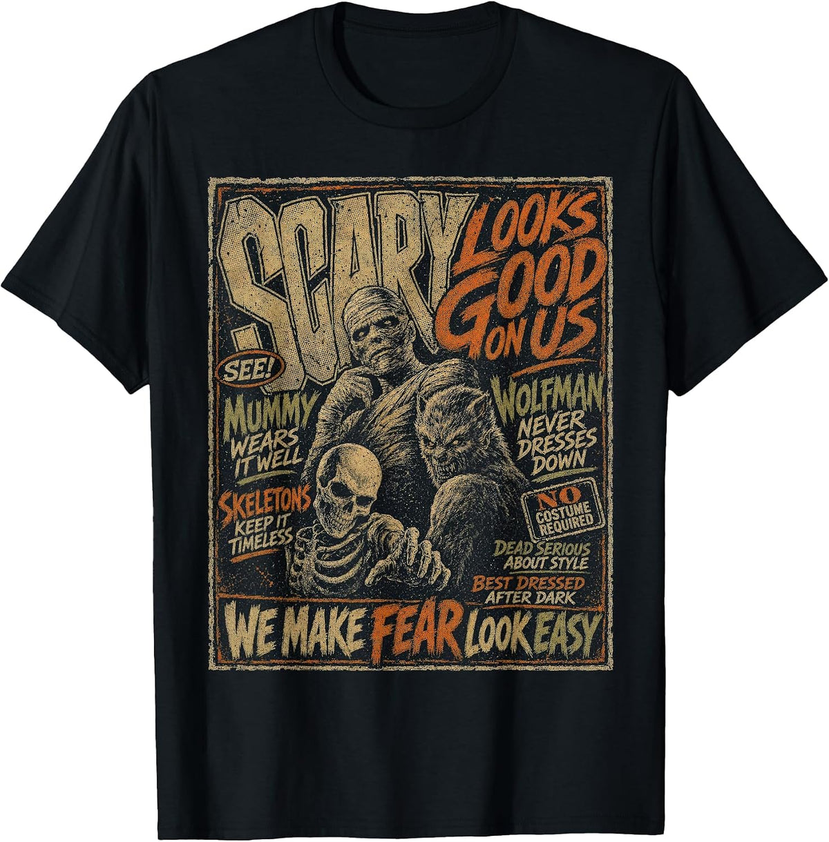 Funny Halloween Shirt Classic Monster Squad Men Women T-Shirt