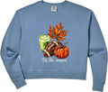 Women's Tis The Season Fall Pumpkin Football Matcha Latte Autumn Art Comfort Colors Crop Sweatshirt