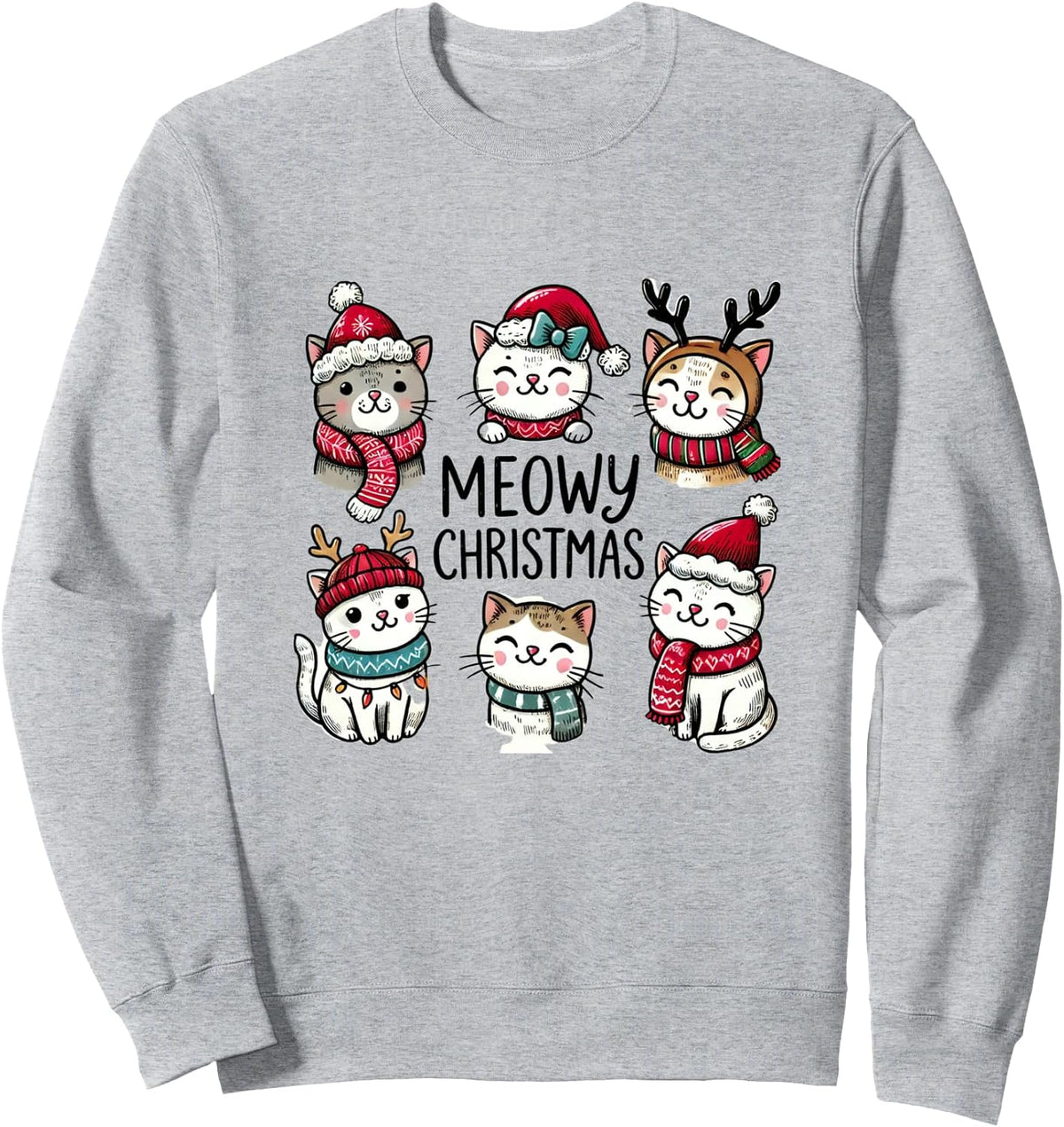 Meowy Christmas Cats – Cute Holiday Cat Lovers Christmas Sweatshirt
