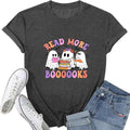 Halloween Teacher Shirts Women Cute Read More Books Fall Graphic Tees Teaching Life Halloween Costume T-Shirt Tops