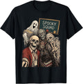 Halloween Teacher Crew Spooky Skeleton School Staff Squad T-Shirt
