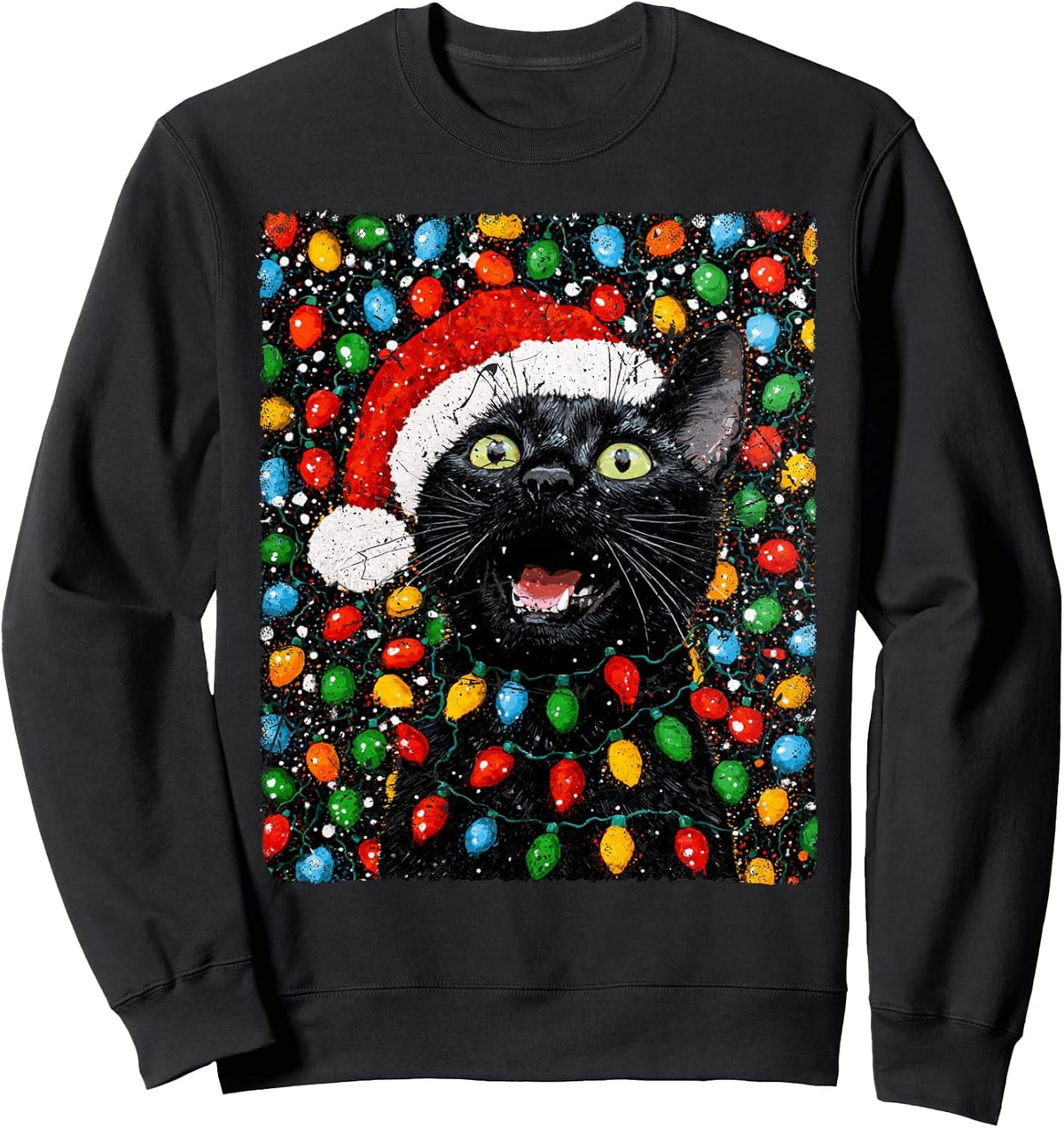 Xmas Design With An Animal On It Christmas Cat On Sweatshirt