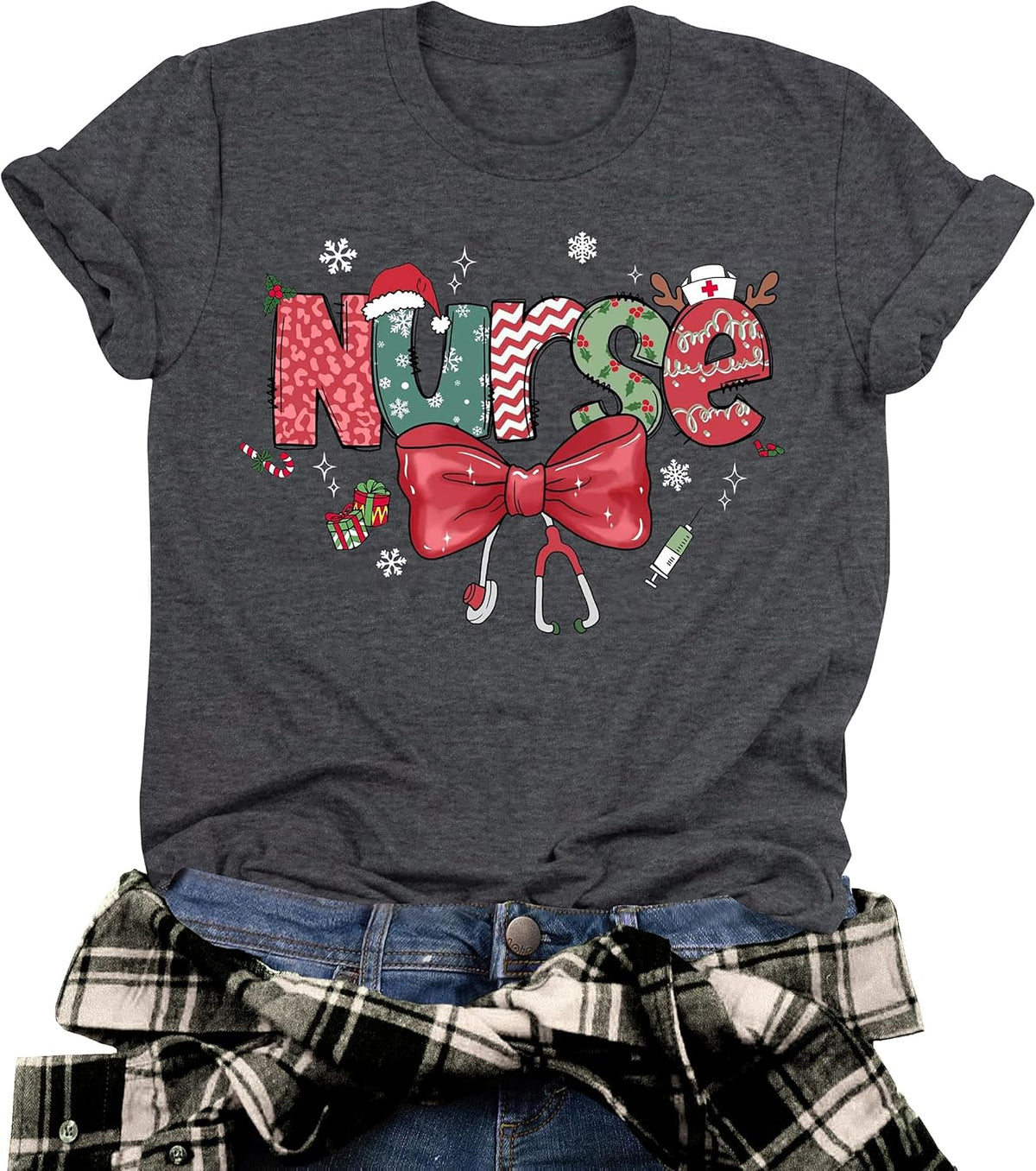 Christmas Shirts for Women Merry Christmas Tshirt Xmas Holiday Tops