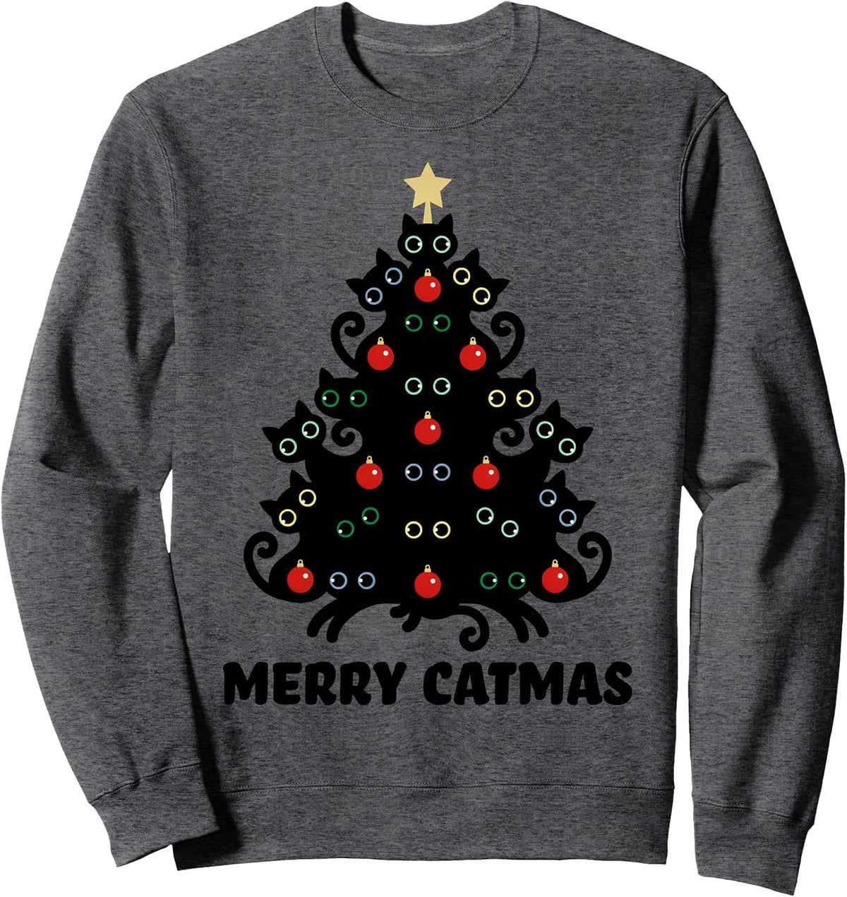 Cat Christmas Tree X-Mas Vacation Kitten Funny Merry Catmas Sweatshirt
