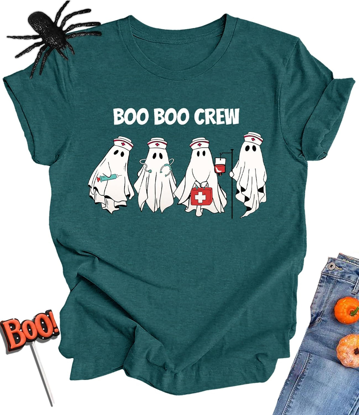 Halloween Shirt for Women Ghost Costume Spooky Season Tee Tops