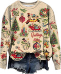 Women Christmas Cartoon Fun Gift Casual Sweatshirt Xmas Novelty Christmas Lightweight Pullover Fall Sweatshirt