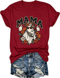 Mama Ghost Halloween Women Shirt Fall Floral Ghost Mama T-Shirt