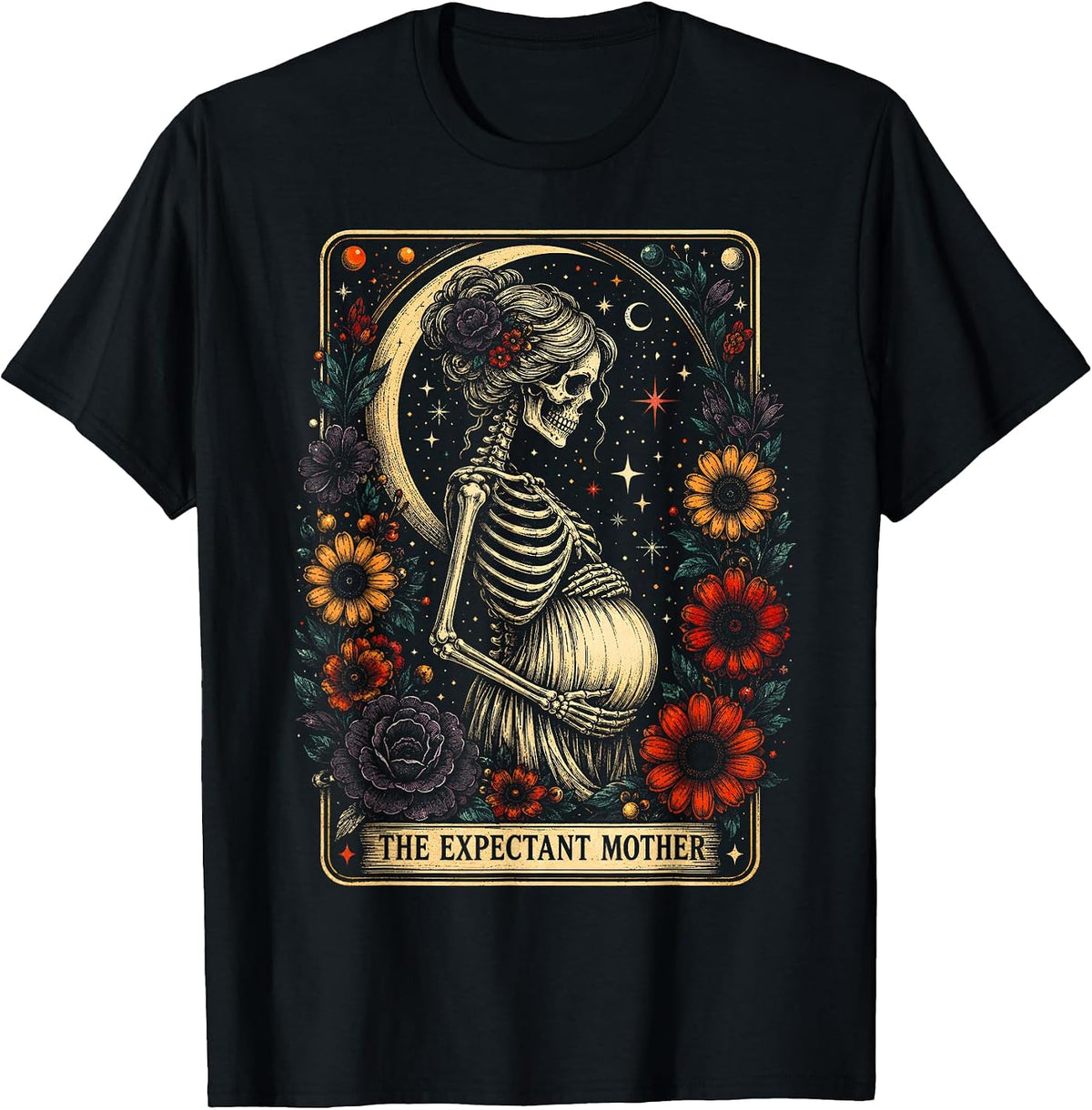 Skeleton Expectant Mother Tarot Card Pregnancy Announcement T-Shirt