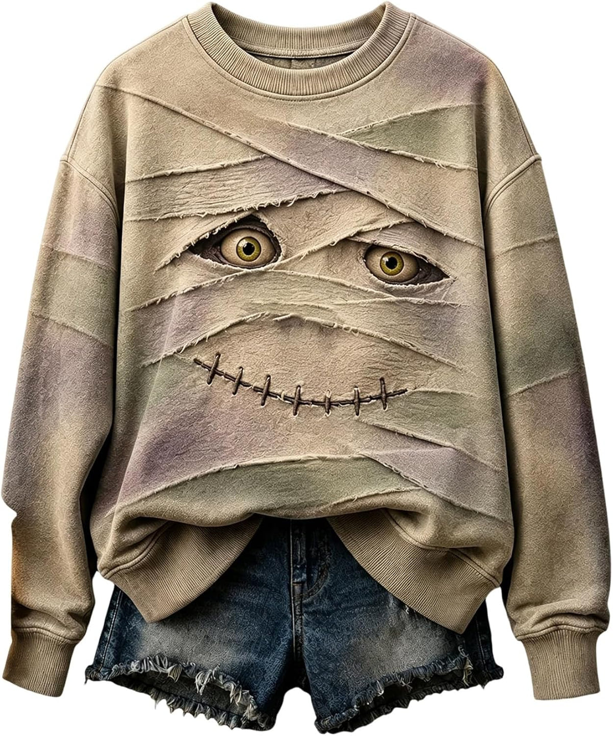 Spooky Season Sweatshirt Skull Hawaiian Longsleeve Graphic Crewneck Top