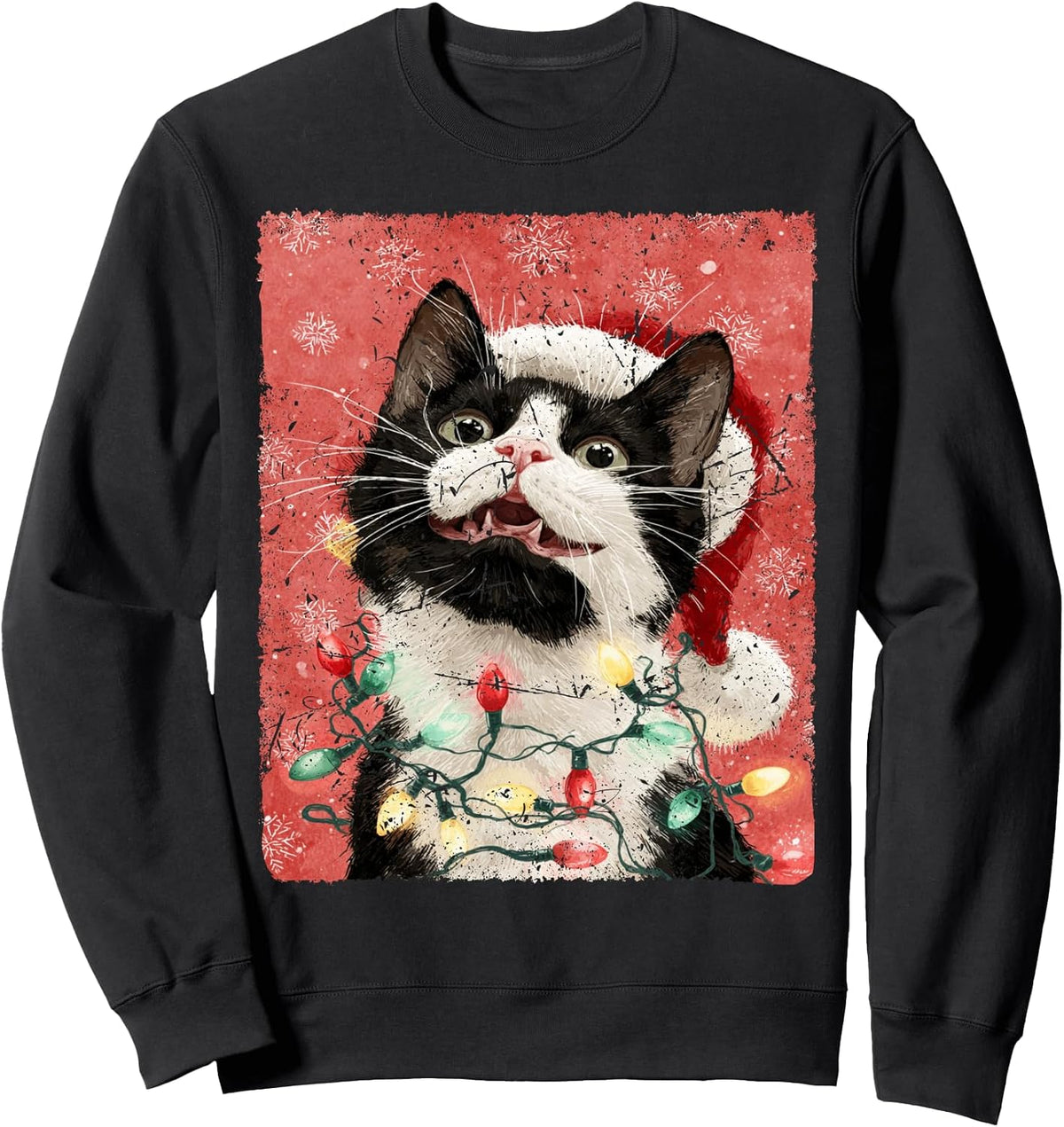 Girls Xmas Ladies Christmas Cat Sweatshirt