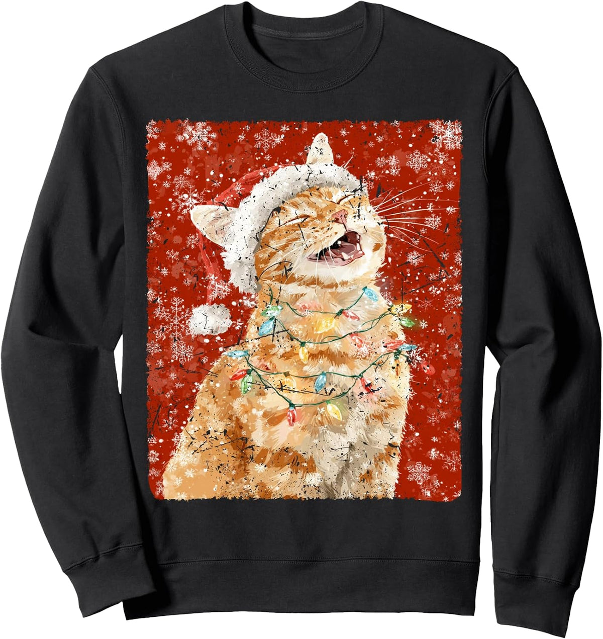 Merry Christmas Cat On A Sweatshirt