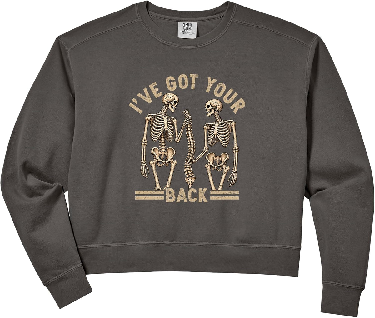 Women's I’ve Got Your Back Skeleton Friendship Halloween Loyalty Comfort Colors Crop Sweatshirt