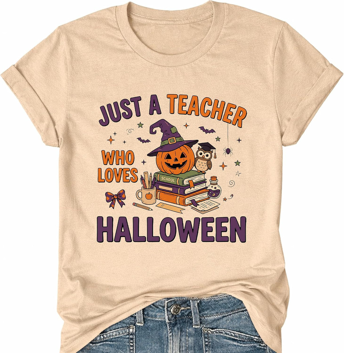 Halloween Teacher Shirts Just A Teacher Who Loves Halloween Funny Tshirts