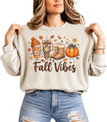 Fall Vibes Crewneck Sweatshirt Cute Autumn Coffee Pumpkin Graphic