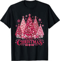 Merry Christmas Pink Tree Coquette Bow Xmas Holiday Womens T-Shirt