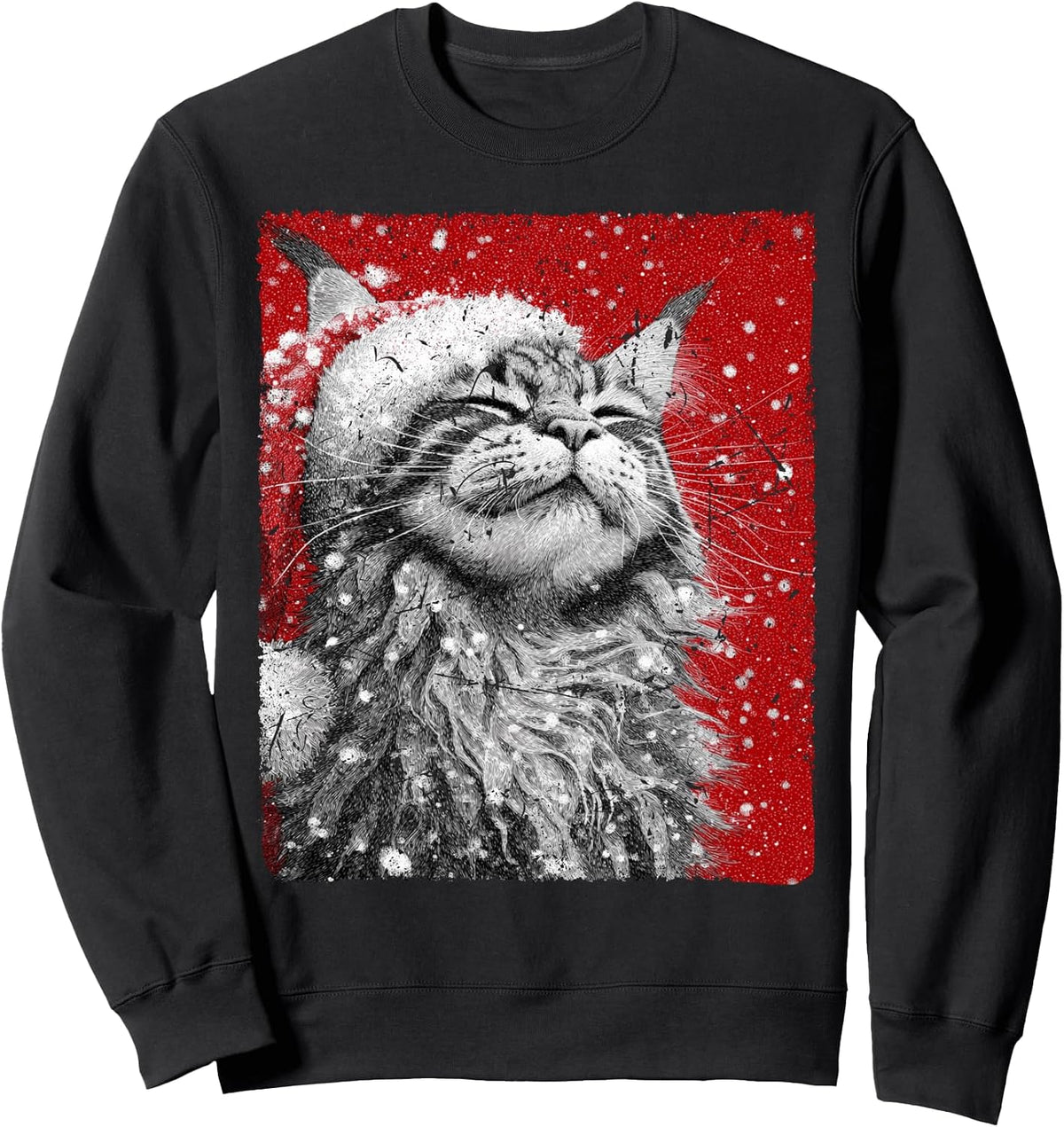 Snowflake Santa Claus Merry Christmas Cat Xmas Sweatshirt