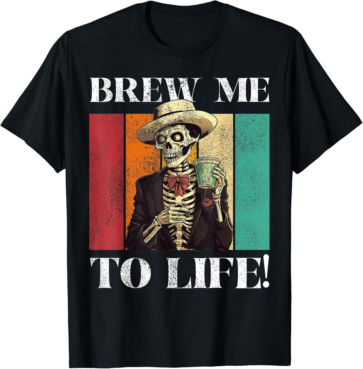 Funny Halloween Skeleton Drinking Coffee Store