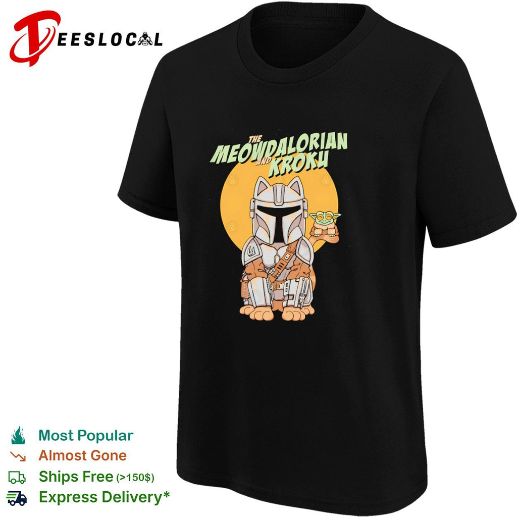 A cat bounty hunter and his frog foundling Meowdalorian and Kroku shirt Unisex