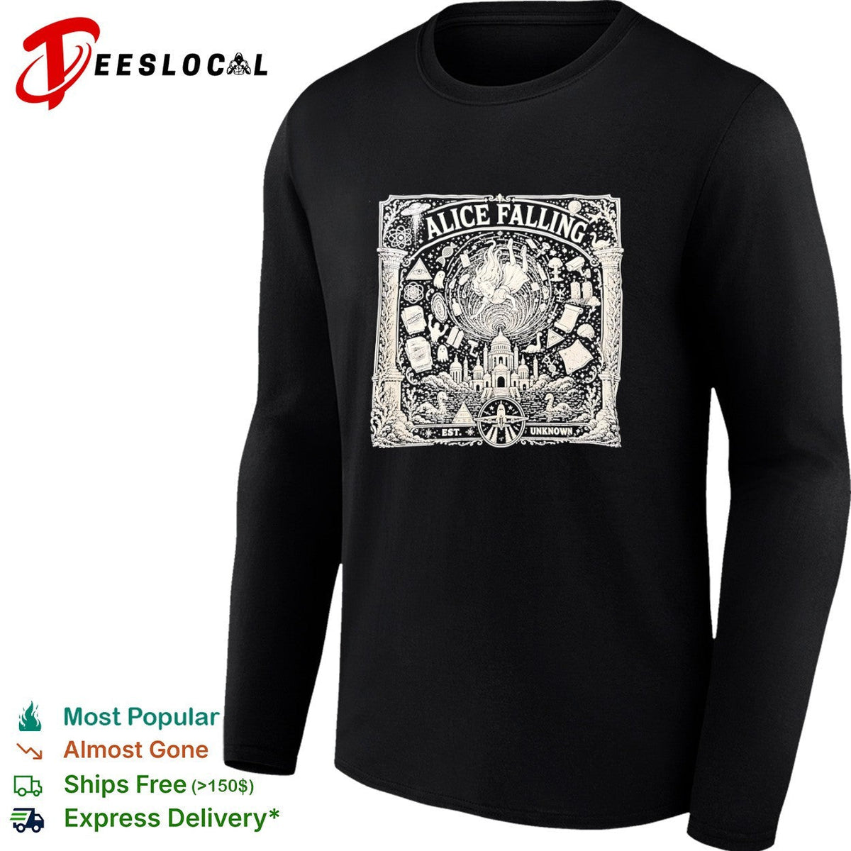 Alice Falling conspiracy theory aesthetic Alice in Wonderland shirt Unisex