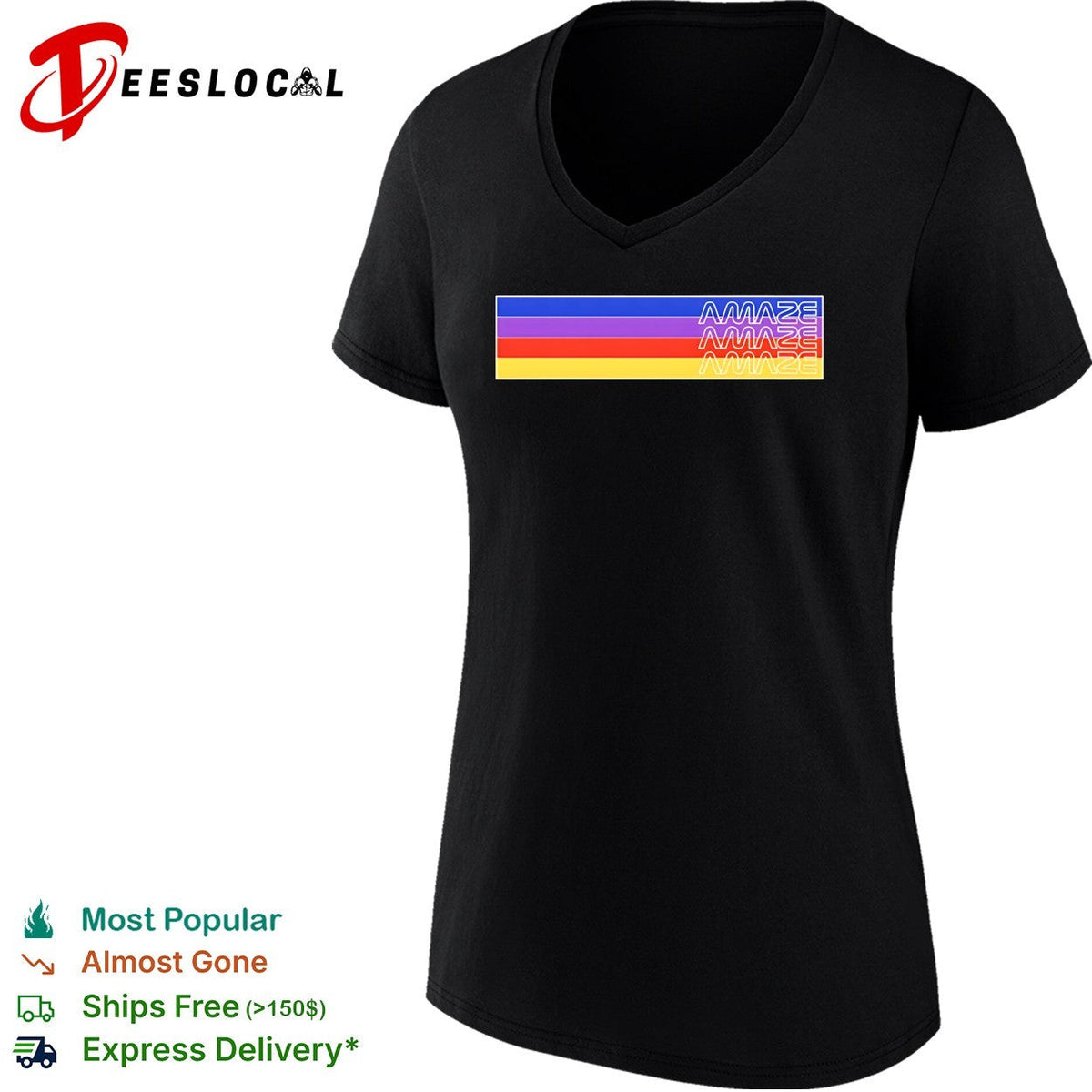 Amaze retro neon stripes rainbow bold graphic shirt Unisex